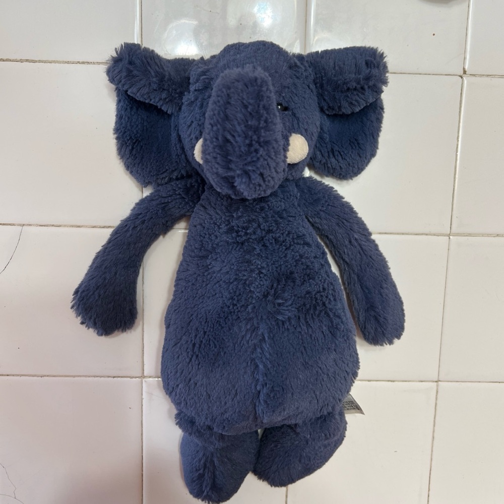 Jellycat Bashful Navy Blue Elephant Plush Stuffed Animal 12” Medium Retired